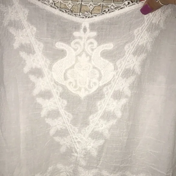 ✅Coco + Jaimeson Semi Sheer Embroidered Short Sleeve Dress/Beach Cover Up - Picture 3 of 8